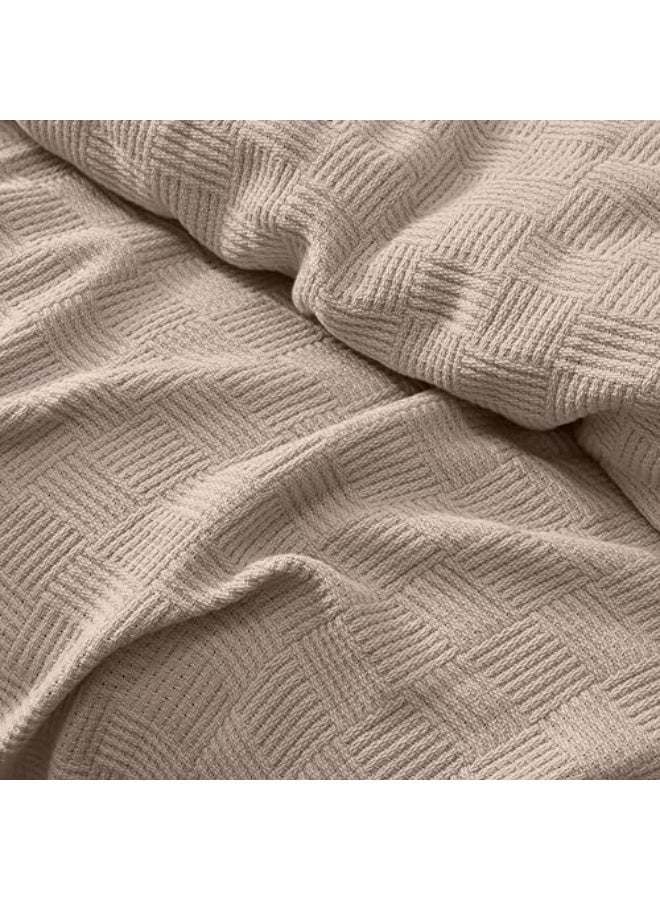 Relax Egyptian cotton Leno throw blanket,ultra-soft & lightweight with an elegant woven design ,king size 255x225 cm ,  Light Caffe - Image 2